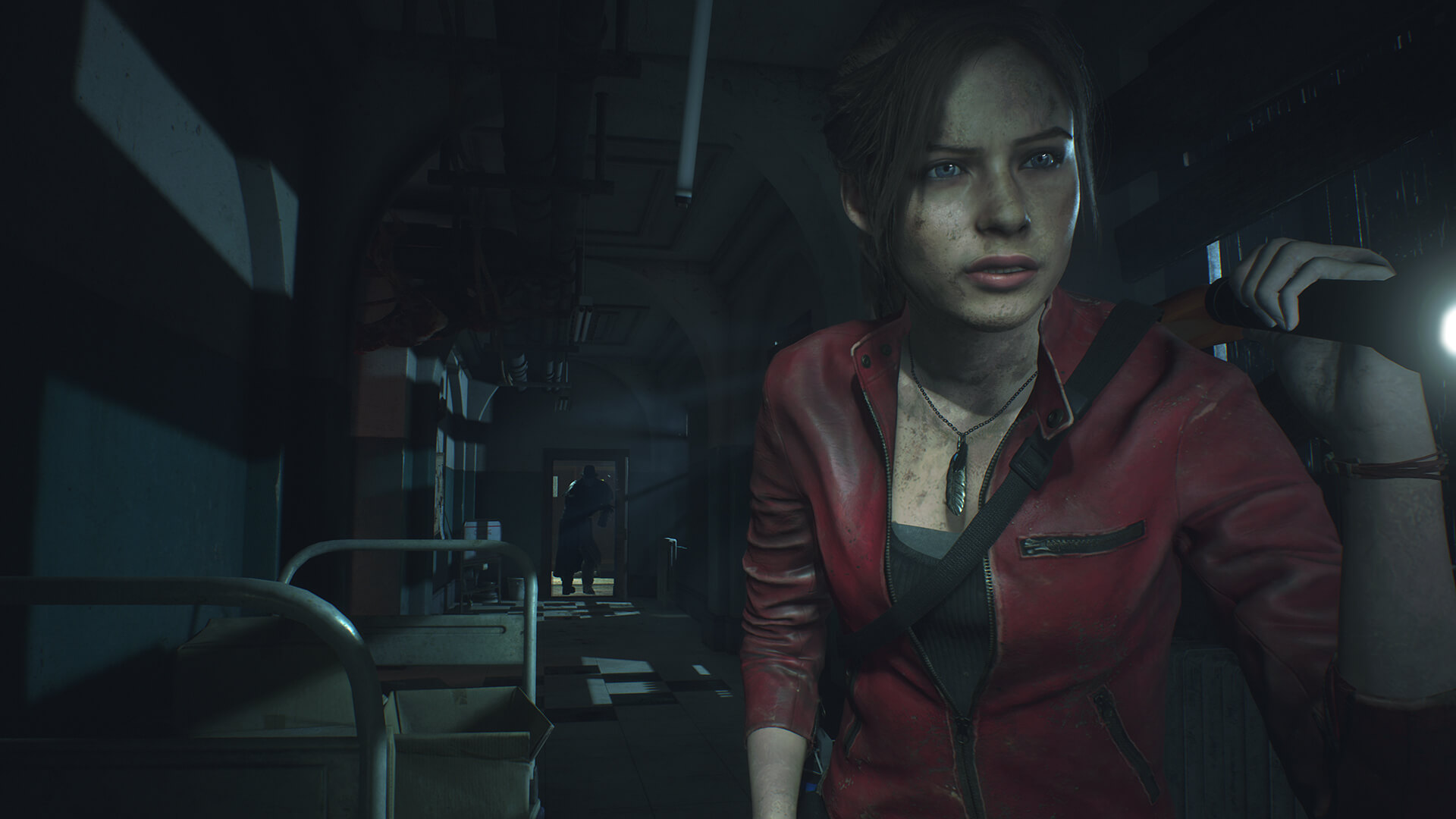 Resident Evil 2 Remake - Claire Redfield walczy z zombie Tyrantem